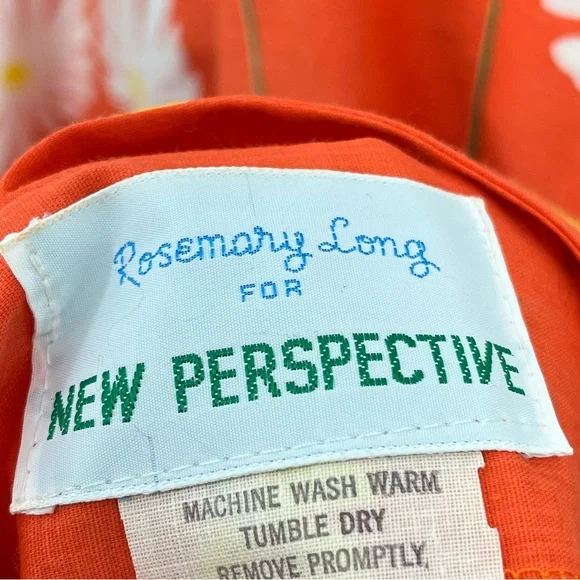 NEW Vintage 80s 18 Midi dress Orange Floral 0947 A-line fit and flare butterfly - Picture 11 of 14